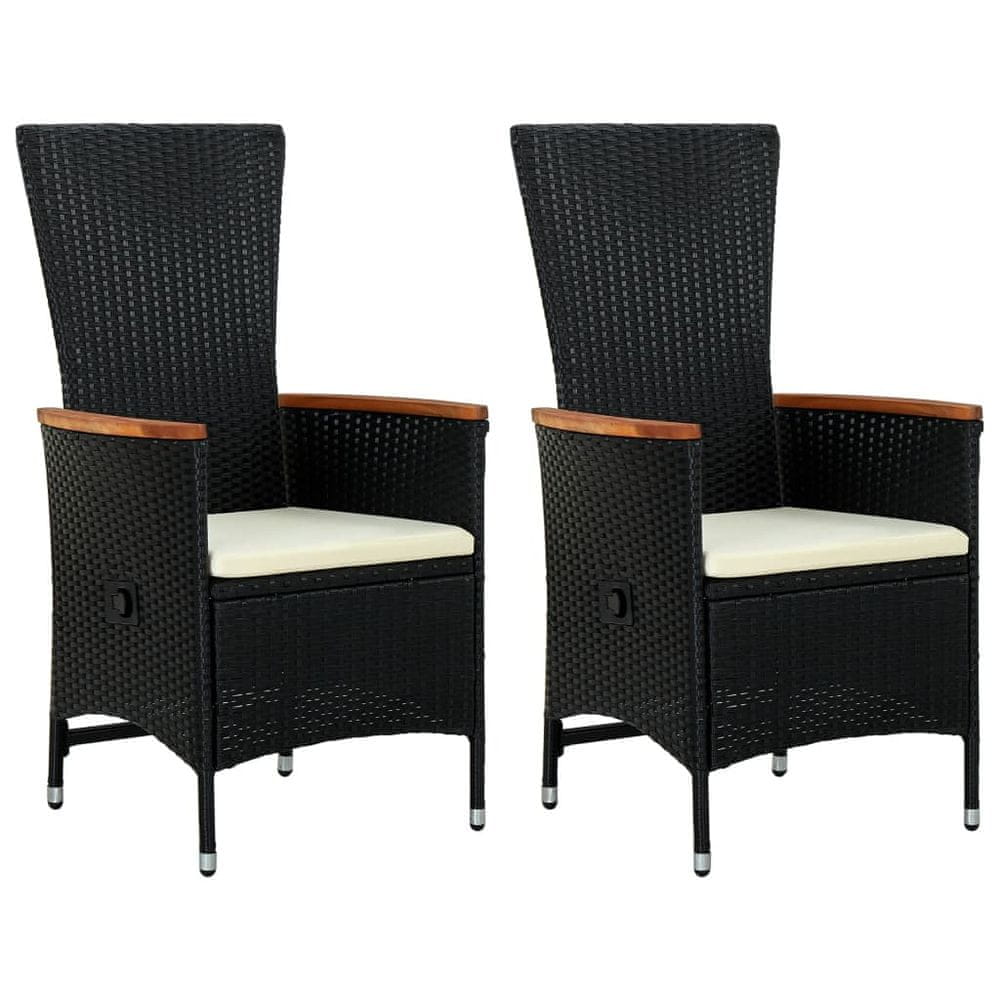 Petromila vidaXL Vonkajšie stoličky 2 ks s podložkami, polyratan, čierne